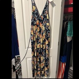 Navy/Yellow Floral Maxi Dress